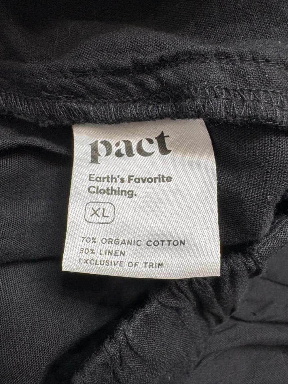 Pact Canopy Linen High-Waisted Short Made Organic Cotton Linen Black-sz XL - Picture 10 of 10